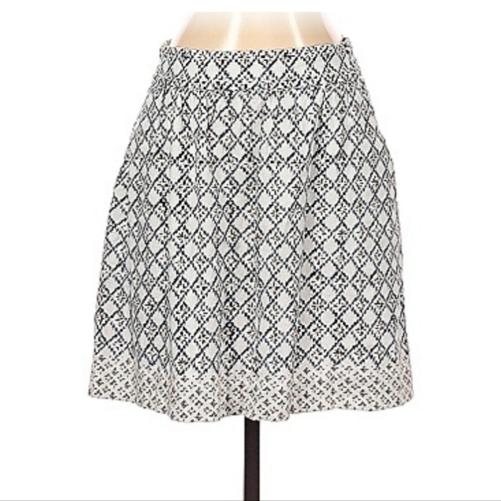 LOFT Linen Blend Geo Circle Skirt S Coastal Preppy Above Knee Pockets - Picture 10 of 11